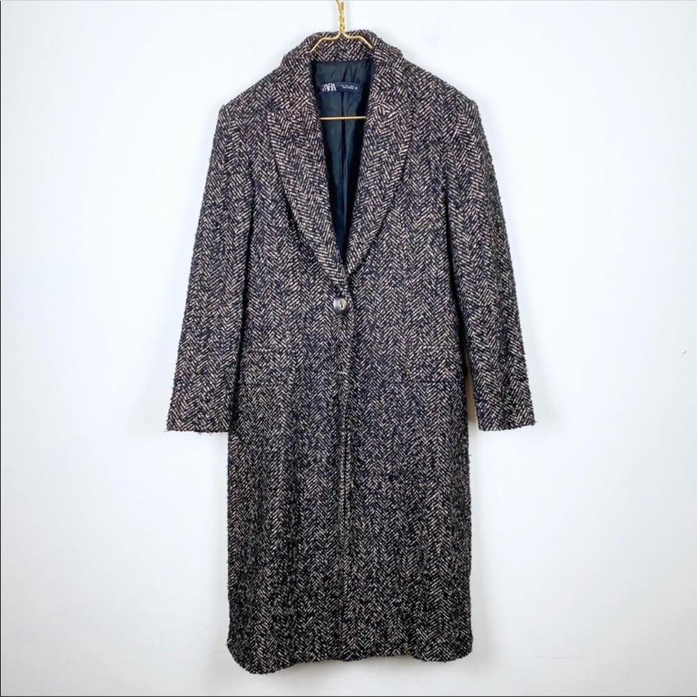 Zara long herringbone coat